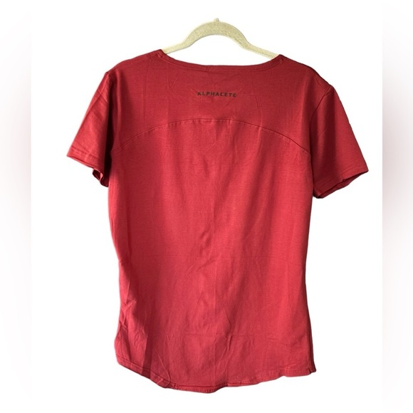 Alphalete cotton Blend Oversized tee Ruby Red burgundy Curved Hem Size M NEW - Picture 2 of 9